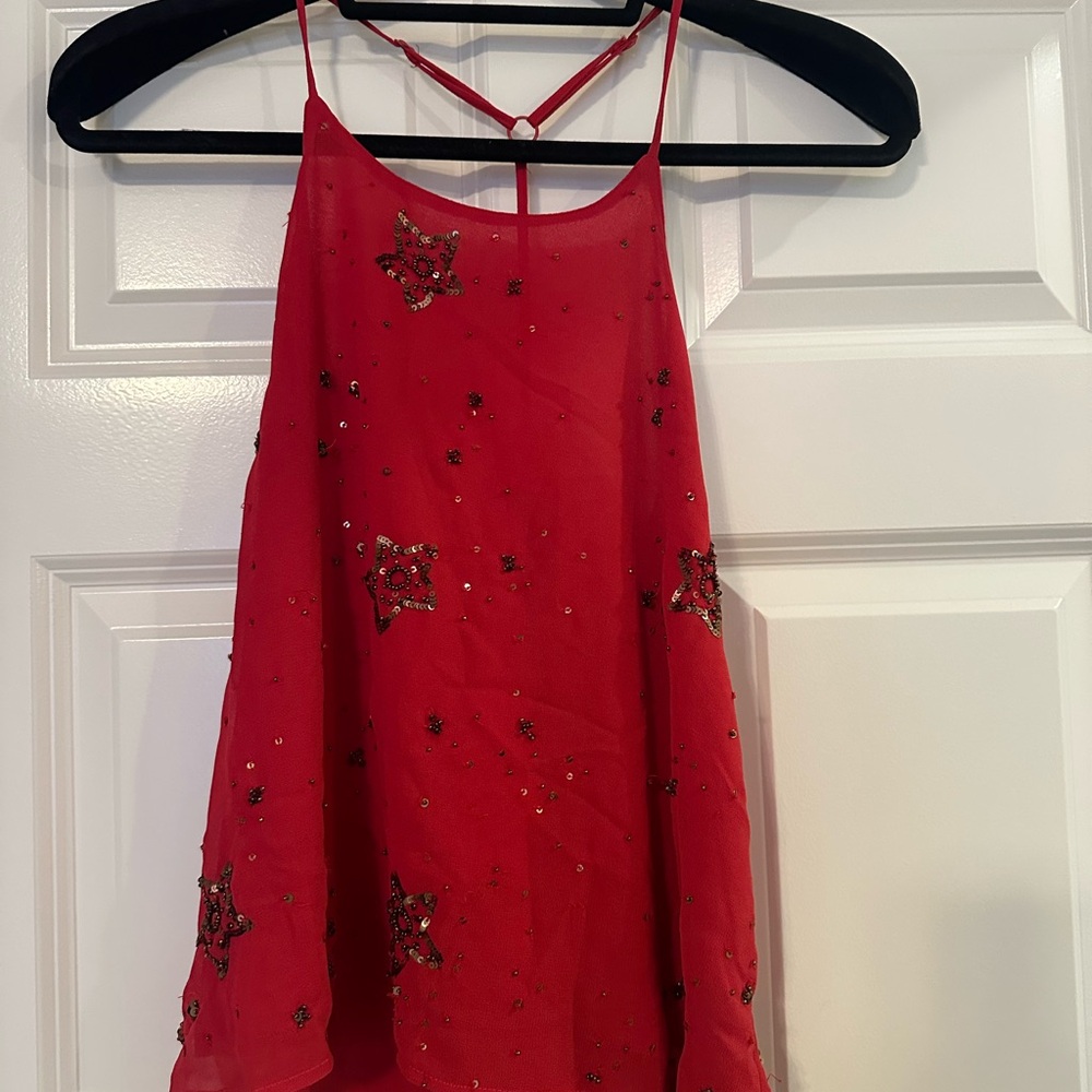 Free People Vibrant Red Top